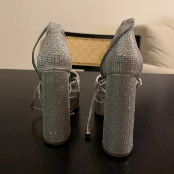 Silver rhinestone platform heels - Picture 2 of 2